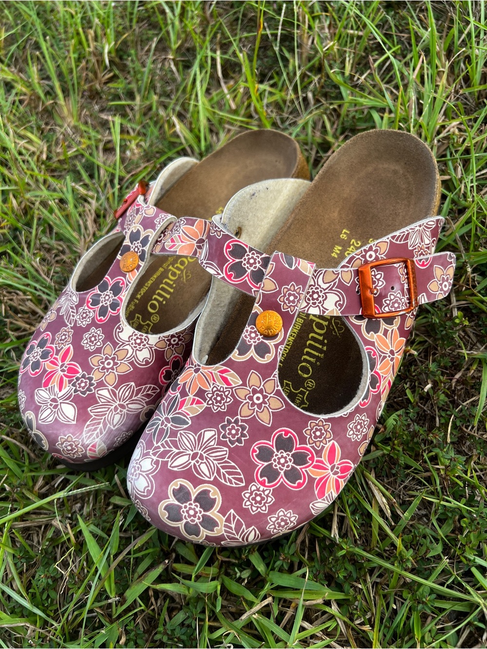 CLEAN Papillio Birkenstock size 5 Mens / 37 EU Floral Fussbet Clog